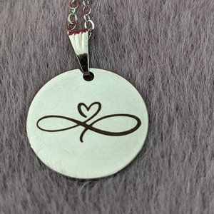 Infinity heart necklace Infinity Heart Charm Pendant laser engraved